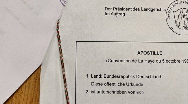 Beispiel einer Apostille für eine beglaubigte Übersetzung Spanisch Deutsch
